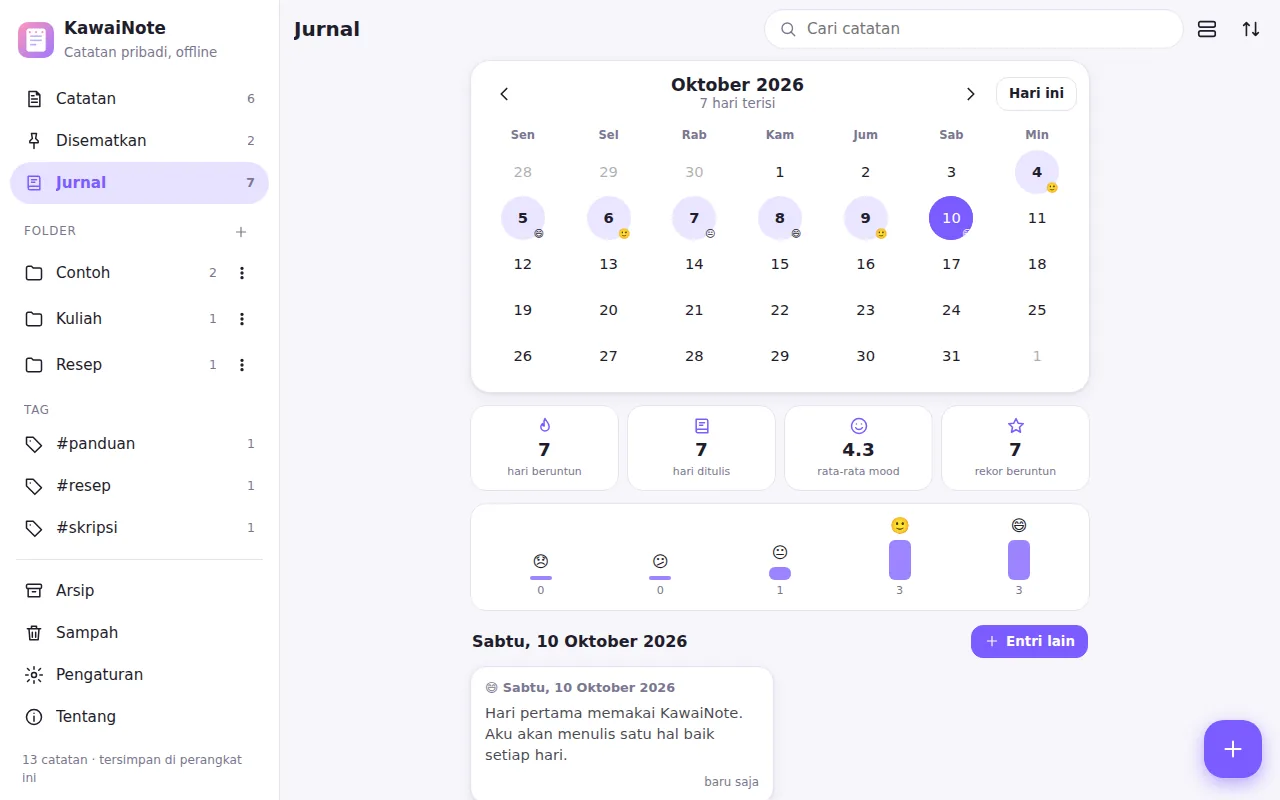 Jurnal dengan kalender