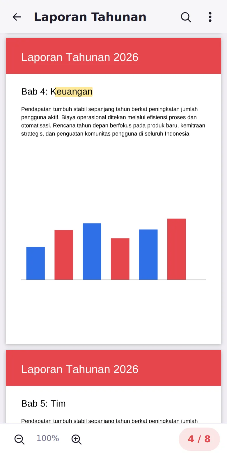Membaca PDF dengan pencarian