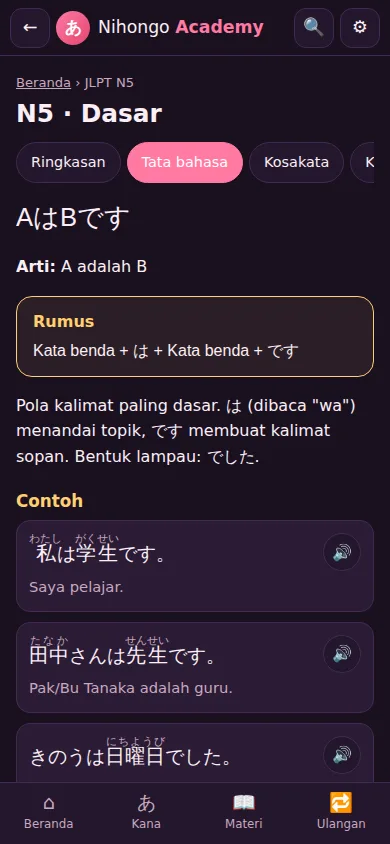 Pola tata bahasa dengan rumus dan contoh
