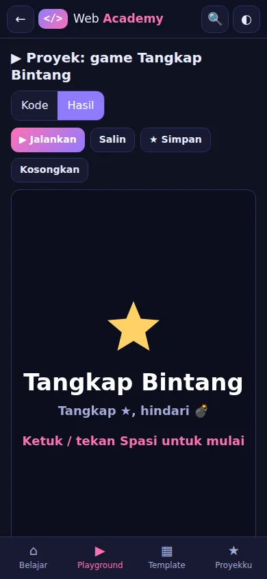 Game Tangkap Bintang berjalan di Playground