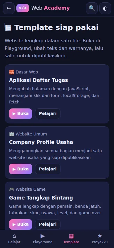 Daftar template website