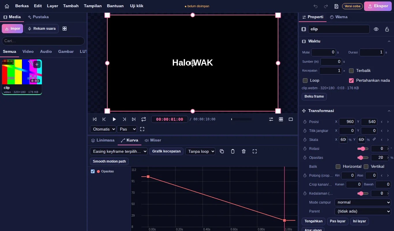 Graph editor keyframe